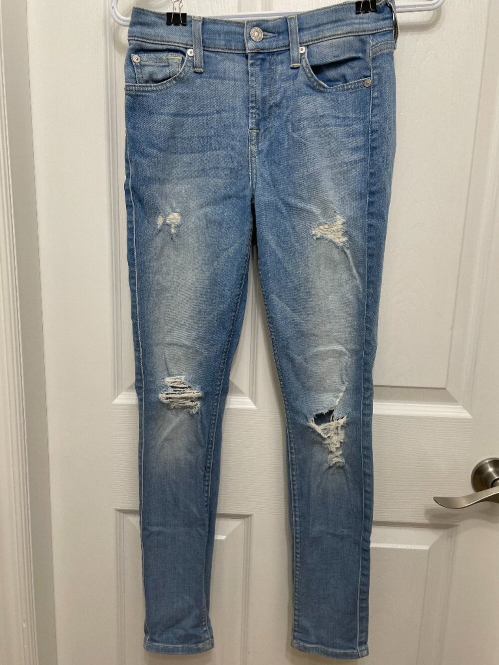 7 For All Mankind Ankle Gwenevere Distressed Skinny Jeans Size 25